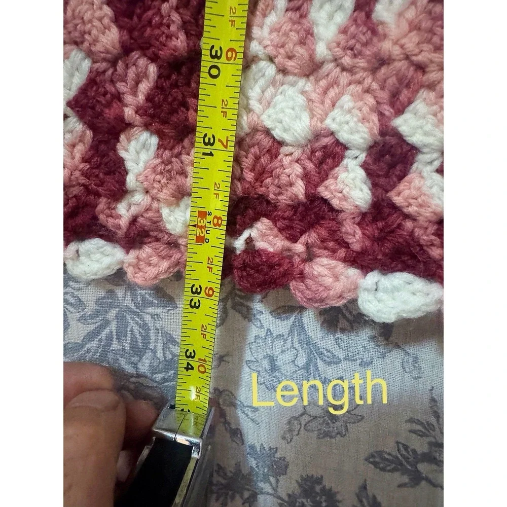 Crochet Handmade Maroon Small Afghan 49